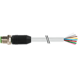 M12 male 0° A-cod. with cable PUR 8x0.25 gy UL/CSA+drag ch. 22m