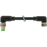 M8 male 90° / M8 female 90° A-cod. PUR 4x0.25 bk UL/CSA+drag ch. 2m