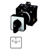 Star-delta switches, T3, 32 A, rear mounting, 4 contact unit(s), Contacts: 7, 60 °, maintained, With 0 (Off) position, 0-Y-D, SOND 27, Design number 2