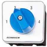 4 step Selector switch 1 pole, 20A, without 0 pos, 1-2-3-4