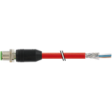 M12 male 0° D-cod. with cable PUR 2x2xAWG22 shielded rd+drag-ch 30m