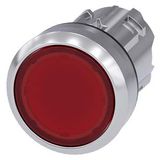 Illuminated pushbutton, 22 mm, round, metal, shiny, red, pushbutton, flat, momentary contact type,  3SU1051-0AB20-0AA0-Z Y15