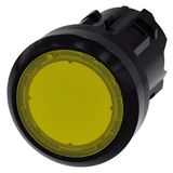 Illuminated pushbutton, 22 mm, round, plastic, yellow, pushbutton, flat momentary…3SU1001-0AB30-0AA0-Z Y11