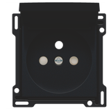 Finishing set for socket outlet with hinged lid, pin earthing and shutters, flush-mounting depth 28.5 mm, black coated