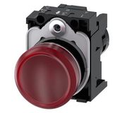 Indicator lights, compact, 22 mm, round, plastic, red, lens, smooth,  3SU1201-6AB20-1AA0