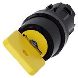 3SU1000-4JC01-0AA0-Z Y15 Key-operated switch O.M.R, 22 mm, round, plastic, lock number 73033, yellow, with 2 keys, 2 switch positions O