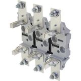 Fuse-base, LV, 400 A, AC 690 V, NH2, 3P, IEC, double clip, DIN rail mount