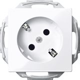 SCHUKO socket-outlet 45°, shutter, screwl. term., active white, glossy, System M