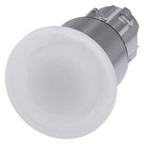 Illuminated mushroom pushbutton, 22 mm, round, metal, shiny, white, 40 mm, 3 switch positions, after pushing in Retraction  3SU1051-1ED60-0AA0-Z Y11