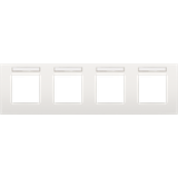 Fourfold faceplate, 71 mm centre distance, with transparent text field