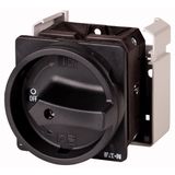 Main switch, T5B, 63 A, flush mounting, 3 contact unit(s), 5-pole, STOP function, With black rotary handle and locking ring