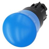 Mushroom pushbutton, 22 mm, round, plastic, blue, 40 mm, positive latching, 3SU1000-1HB50-0AA0-Z Y13