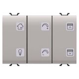PUSH-BUTTON PANEL WITH INTERCHANGEABLE SYMBOLS - WITH ROLLER SHUTTERS ACTUATOR - KNX -  6+1 CHANNELS - 3 MODULES - NATURAL BEIGE - CHORUS