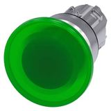 Illuminated mushroom pushbutton, 22 mm, round, metal, shiny, green,  3SU1051-1BD40-0AA0-Z Y12