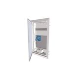 Hollow wall compact distribution board, multimedia, 3-rows, flush sheet steel door