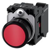 Pushbutton, 22 mm, round, plastic, red, pushbutton, flat, momentary contact type, with holder 1 NC, spring-type  3SU1100-0AB20-3CA0-Z Y10