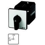 On-Off switch, T5, 100 A, rear mounting, 1 contact unit(s), 2 pole, with black thumb grip and front plate