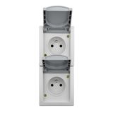 Vertical combination two-gang pin socket outlet, VISIO IP54