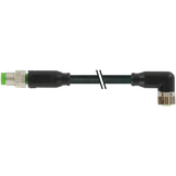 M8 male 0° / M8 female 90° A-cod. PVC 4x0.25 bk UL/CSA 8m