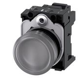 Indicator lights, 22 mm, round, plastic, clear, lens, smooth, with holder, LED module,  3SU1106-6AA70-3AA0-Z Y12