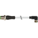 M12 male 0° / M8 female 90° A-cod. PUR 4x0.25 gy UL/CSA+drag ch. 4m