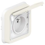 Socket outlet Plexo IP 55 - Fr std - 2P+E + shutters - flush mounting - white