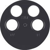 Centre plate for aerial soc. 4hole (Ankaro), com-tech, black glossy