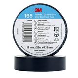 3M™ Temflex™ Vinyl Electrical Tape 165, Black, 19 mm x 20 m, 100 Rolls