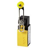 Position switch, Adjustable roller lever, Complete unit, 1 N/O, 1 NC, Screw terminal, Yellow, Insulated material, -25 - +70 °C