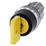 Key-operated switch O.M.R, 22 mm, round, metal, shiny, lock number 73033, yellow, with 2 keys, 3 switch positions I>O