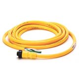 Allen-Bradley, 889N-F3AFC-6F, Mini/Mini Plus, Female, Straight, 3-Pin, PVC Cable, Yellow, Unshielded, US Color Coded, No Connector, 6 feet (1.83 meters)