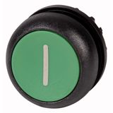 Illuminated pushbutton actuator, RMQ-Titan, Flush, maintained, green, inscribed, Bezel: black
