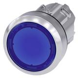 Illuminated pushbutton, 22 mm, round, metal, shiny, blue, pushbutton, flat,  3SU1051-0AA50-0AA0-Z Y11