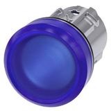 Indicator lights, 22 mm, round, metal, shiny, blue, lens, smooth, with  3SU1051-6AA50-0AA0-Z Y13