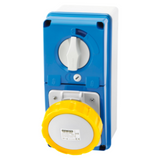 VERTICAL FIXED INTERLOCKED SOCKET OUTLET - WITH BOTTOM - WITH FUSE-HOLDER BASE - 2P+E 32A 100-130V - 50/60HZ 4H - IP67