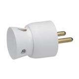 Male plug with plastic earth - cable exit from below - blister pack - white