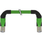 RJ45 90° left/RJ45 90° right PUR 1x4xAWG22 shielded gn+dragch 1.5m