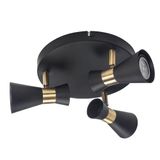 Ceiling fixture IP20 Eufo Triplex GU10 Max. 24W Black Gold