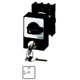 Panic switches, P1, 32 A, flush mounting, 3 pole, with black thumb grip and front plate, Cylinder lock SVA
