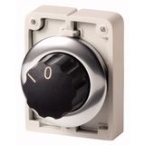 Changeover switch, RMQ-Titan, With rotary head, momentary, 2 positions, inscribed, Metal bezel