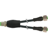 Y-Distributor M12 male/M12 fem. 0° A-cod. PUR 3x0.34 bk+rob+drag-ch 2m