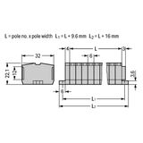 2-conductor terminal strip without push-buttons with fixing flanges gr