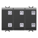 PUSH-BUTTON PANEL WITH INTERCHANGEABLE SYMBOLS - WITH SWITCH ACTUATOR - KNX - 6+1 CHANNELS - 3 MODULES - BLACK - CHORUS