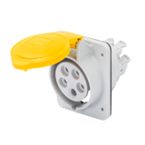 10° ANGLED FLUSH-MOUNTING SOCKET-OUTLET HP - IP44/IP54 - 3P+N+E 32A 100-130V 50/60HZ - YELLOW - 4H - FAST WIRING