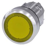 Illuminated pushbutton, 22 mm, round, metal, shiny, yellow, pushbutton, flat,  3SU1051-0AA30-0AA0-Z Y11