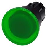 Illuminated mushroom pushbutton, 22 mm, round, plastic, green, 40mm, latching,...3SU1001-1BA40-0AA0-Z Y12