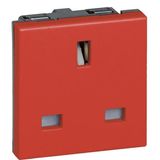 British standard 2P+E switched socket outlet Arteor 13 A - 2 modules - red