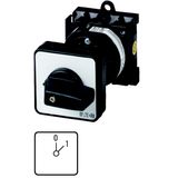 ON-OFF switches, T0, 20 A, rear mounting, 1 contact unit(s), Contacts: 1, 45 °, maintained, With 0 (Off) position, 0-1, Design number 15401