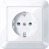 SCHUKO socket outlet with full cover plate, screw lift terminals, active white glossy, 1-M