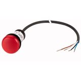 Indicator light, Flat, Cable (black) with non-terminated end, 4 pole, 3.5 m, Lens Red, LED Red, 24 V AC/DC